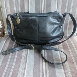 Stone Mountain Black Leather Crossbody Bag
